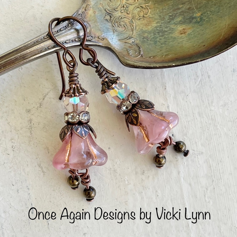 ARTISAN Earrings “Peony Pink” - Dangles - Picture 3 of 10